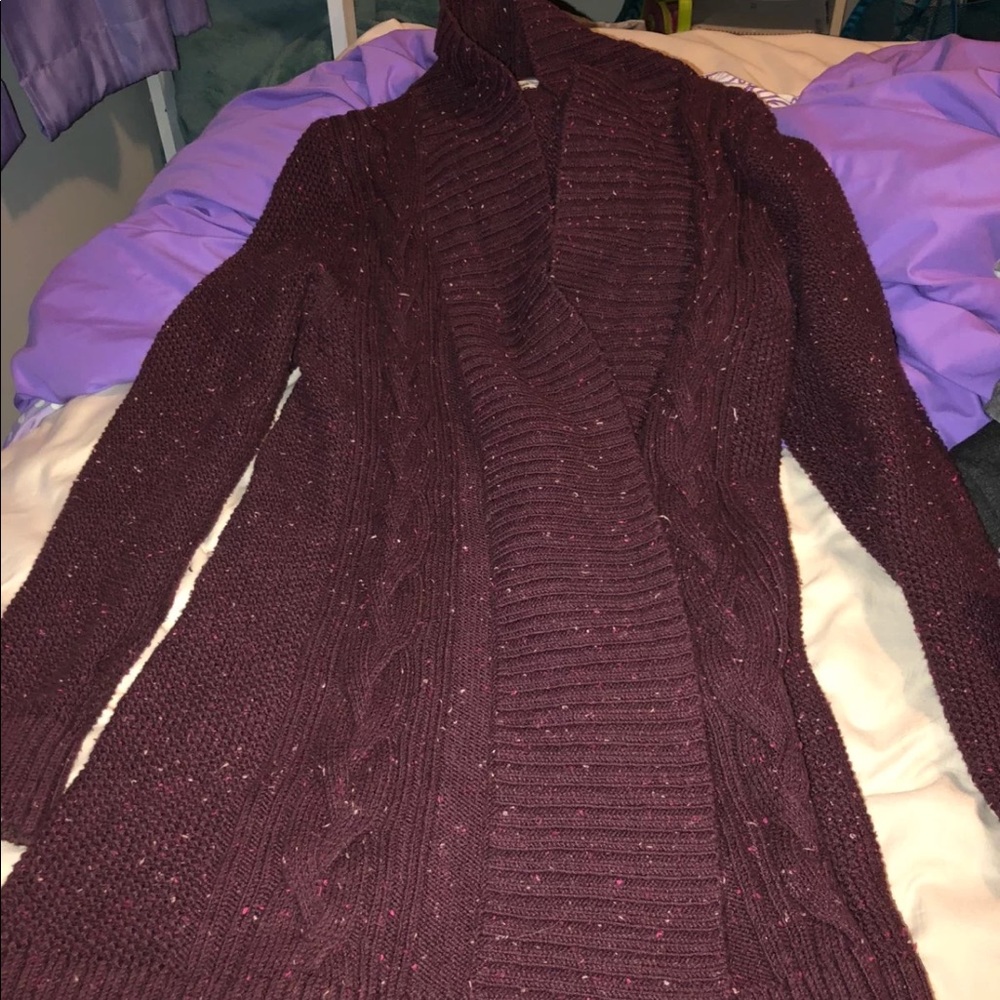 LL bean long cardigan maroon